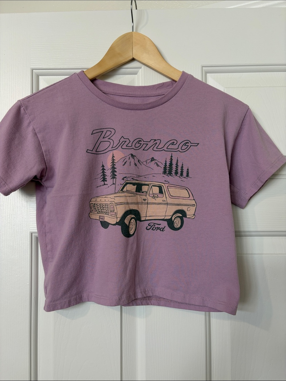Ford Lavender Bronco Graphic Short Sleeve Kids Tee